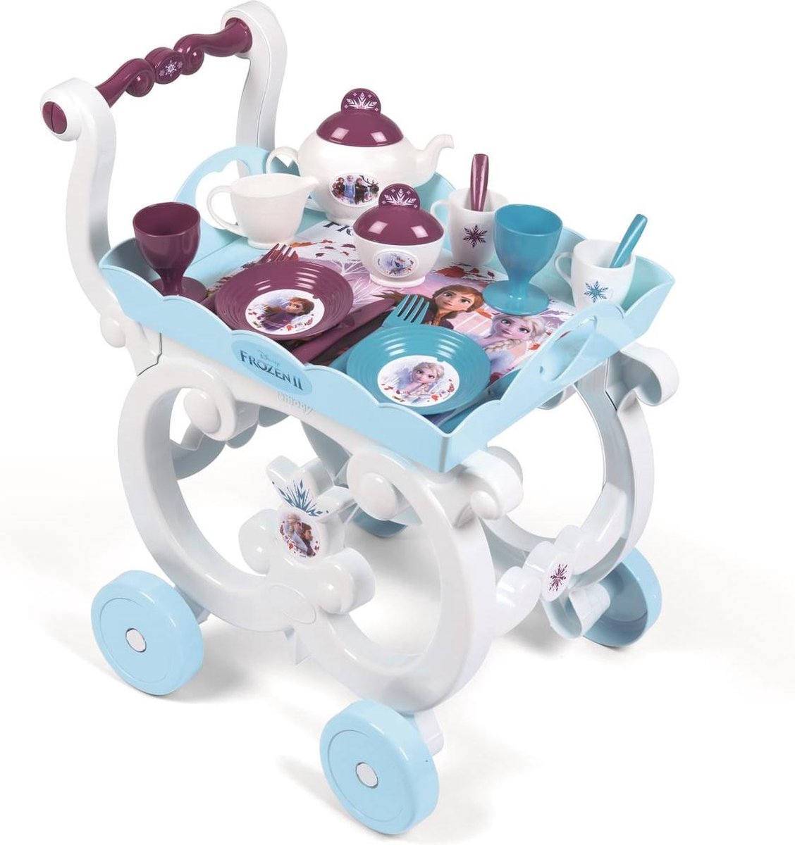 Frozen theeservies dessertenkar op rolwagen | theaset on trolley | Ensemble desserte XL avec dinette service à thé et plateau amovible